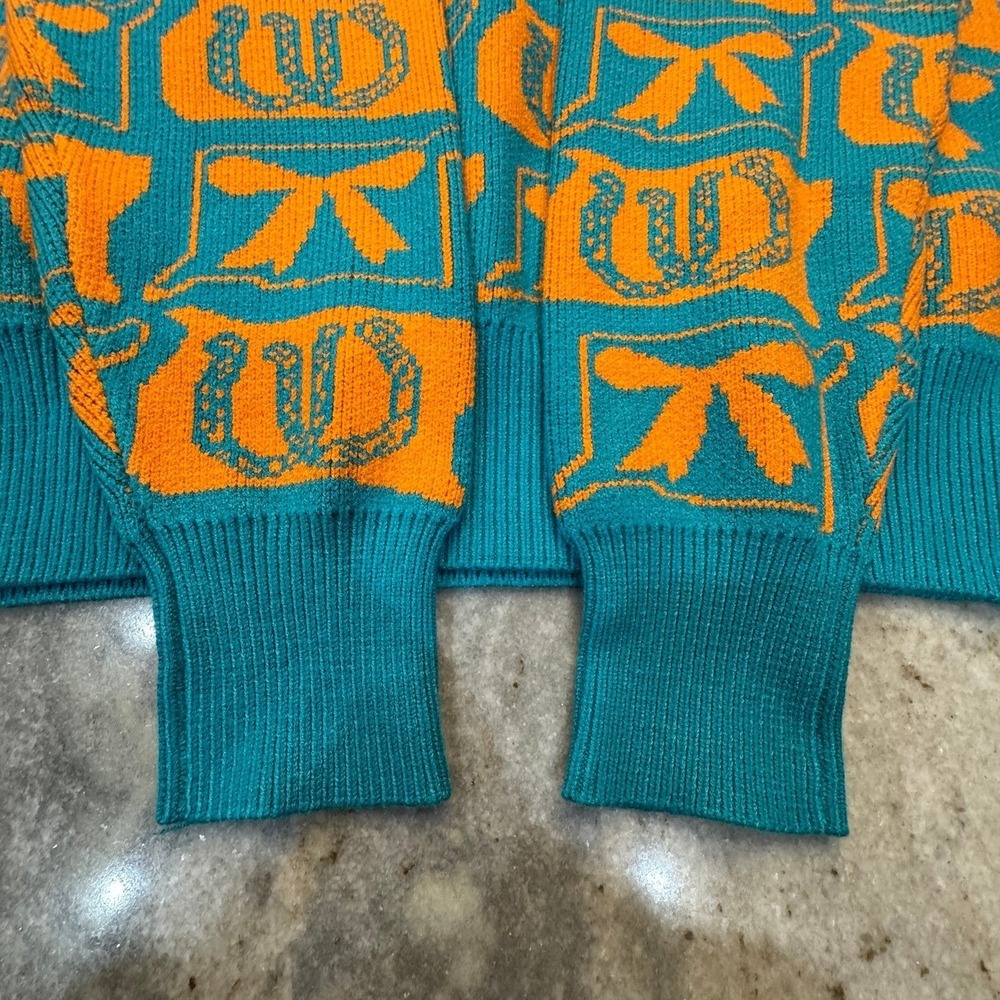 NWOT Boutique Horse Shoes and Bows Knit Sweater Womens Large Blue Orange - Picture 7 of 7